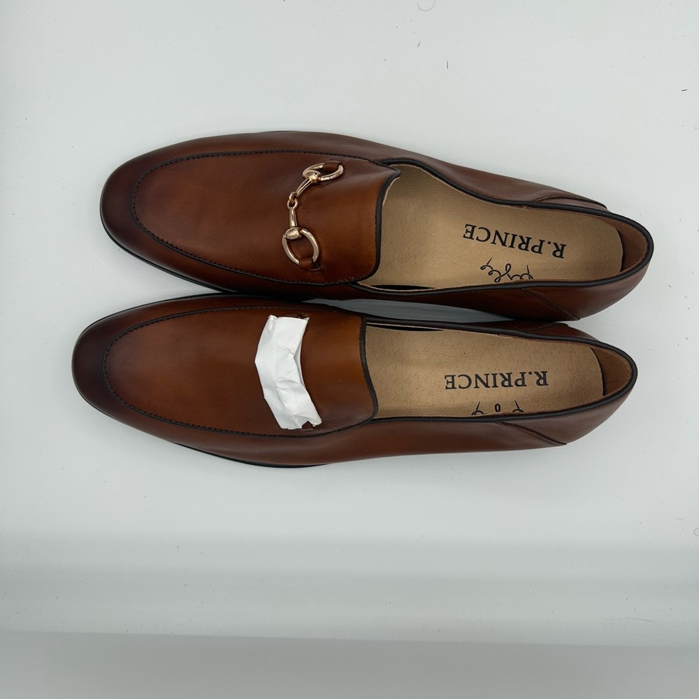 Prince Men's Tan Loafers with Gold Accent